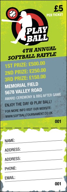 Softball Raffle Ticket Product Front