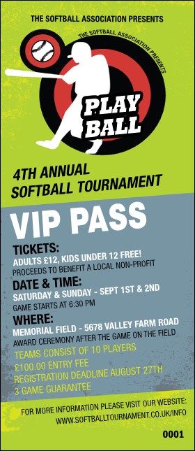 Softball VIP Pass Product Front