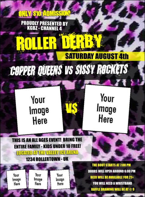 Roller Derby Pink Leopard Flyer Product Front