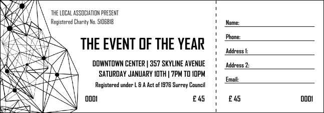 All Purpose Geometric Black and White Raffle Ticket Product Front