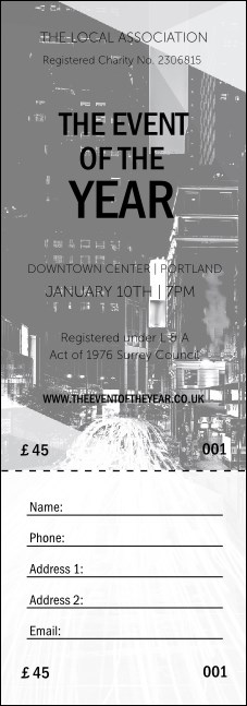All Purpose Building and Streetlights Black and White  Raffle Ticket Product Front