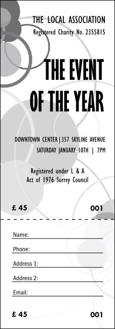 All Purpose Circles Black and White Raffle Ticket Product Front