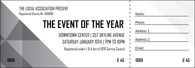 All Purpose  Corners Black and White Raffle Ticket Product Front
