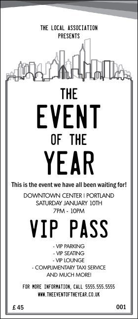 All Purpose Skyline Black and White VIP Pass Product Front