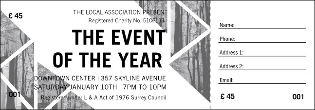 All Purpose Trees Black & White Raffle Ticket Product Front