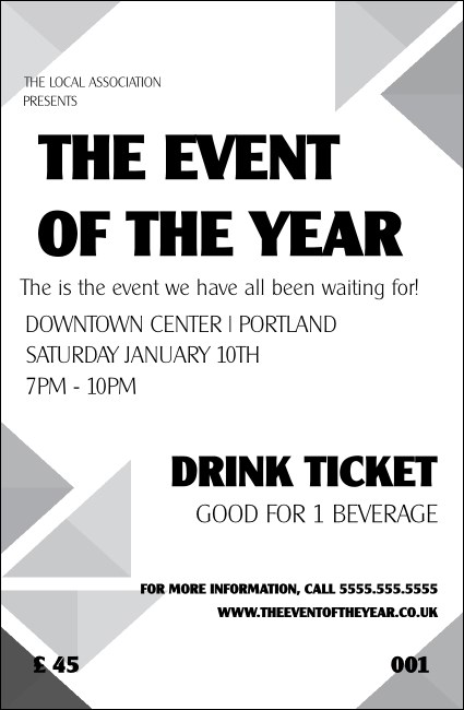 All Purpose Triangles Black and White Drink Ticket Product Front