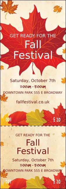 Fall Leaves Event Ticket Product Front
