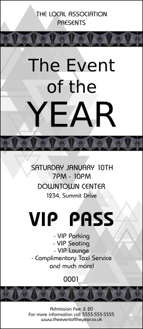 All Purpose Triangles 2 Black and White VIP Pass Product Front
