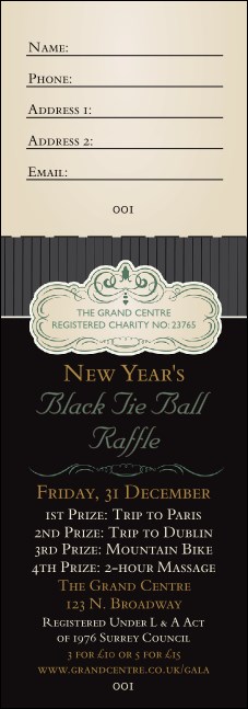 Classic Black Pinstripe Raffle Ticket