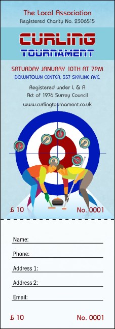 Curling Tournament Raffle Ticket Product Front