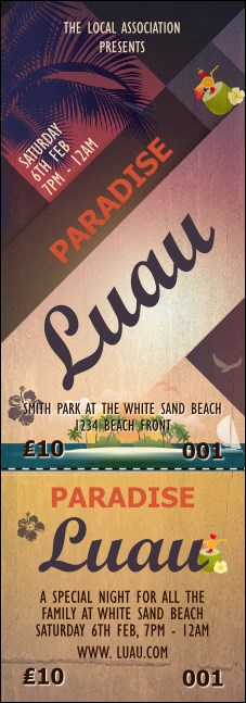 Paradise Event Ticket Product Front
