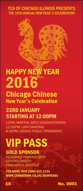 Chinese New Year Rooster VIP Pass Product Front