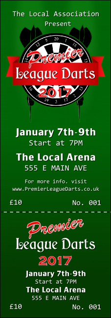 Premier League Darts 2017 Event Ticket Product Front