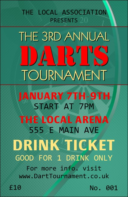 Dart Tournament Drink Ticket