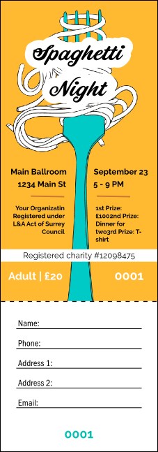 Retro Spaghetti Raffle Ticket Product Front