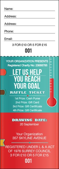 Fundraising Thermometer Raffle Ticket 0007 Product Front