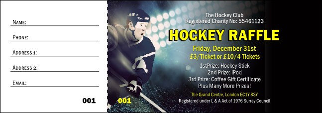 Hockey Badge Blue Raffle Ticket Product Front