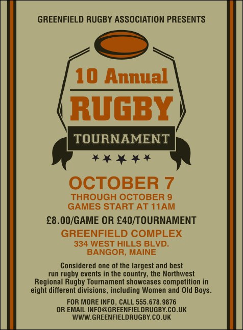 Rugby Tournament Invitation Product Front