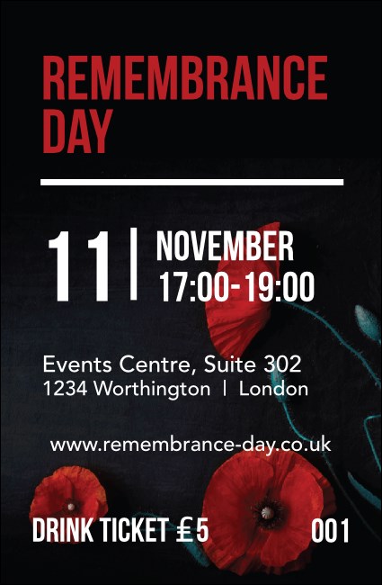 Remembrance Day Drink Ticket Product Front