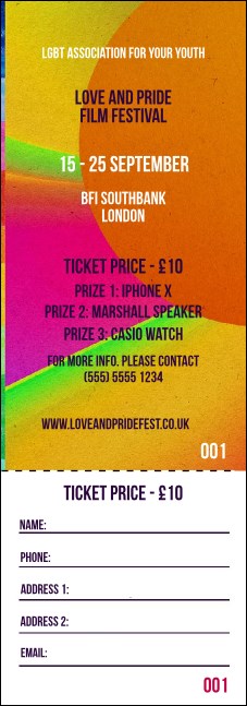 LGBT Film Festival Raffle Ticket Product Front