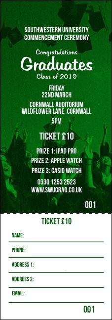 Graduation - Green Raffle Ticket Product Front