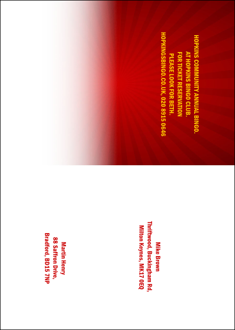 Bingo Bonanza Extravaganza Postcard Product Back