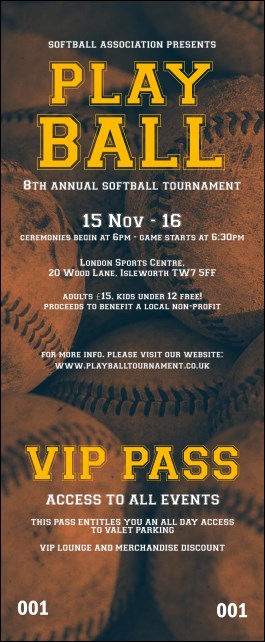 Softball Brown VIP Pass Product Front