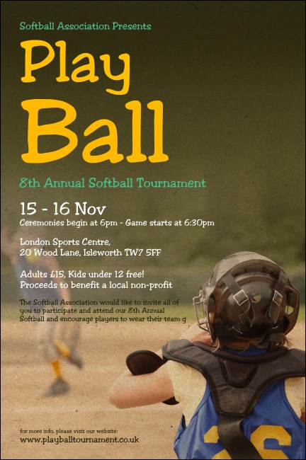 Youth Softball Poster Product Front