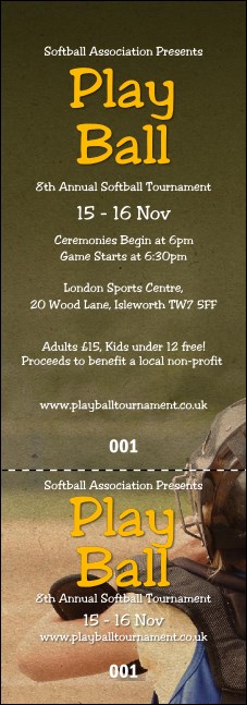 Youth Softball Event Ticket Product Front