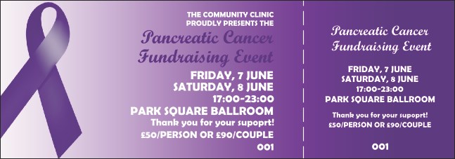 Purple Ribbon Event Ticket Product Front