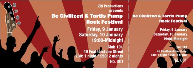 Rock Concert General Admission Ticket Product Front