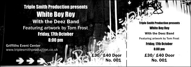 Black and White Hip Hop Event Ticket Product Front