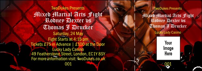 Mixed Martial Art Red General Admission Ticket Product Front