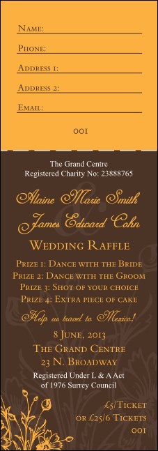 Wedding Classic Raffle Ticket Product Front