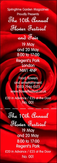Red Rose General Admission Ticket Product Front