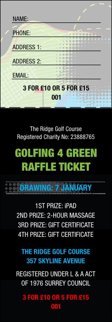Golf Water Hazard Raffle Ticket Product Front