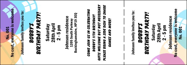 Balloon Ticket 002 Product Front