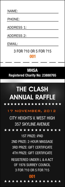 Versus All Purpose Raffle Ticket (Black) Product Front