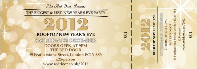Gold Glitter General Admission Ticket Product Front