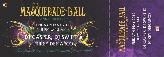 Masquerade Ball Event Ticket Product Front