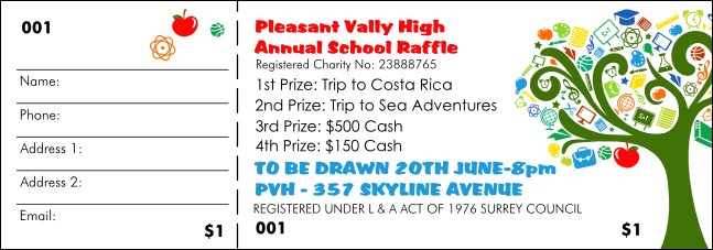 School Tree Raffle Ticket Product Front